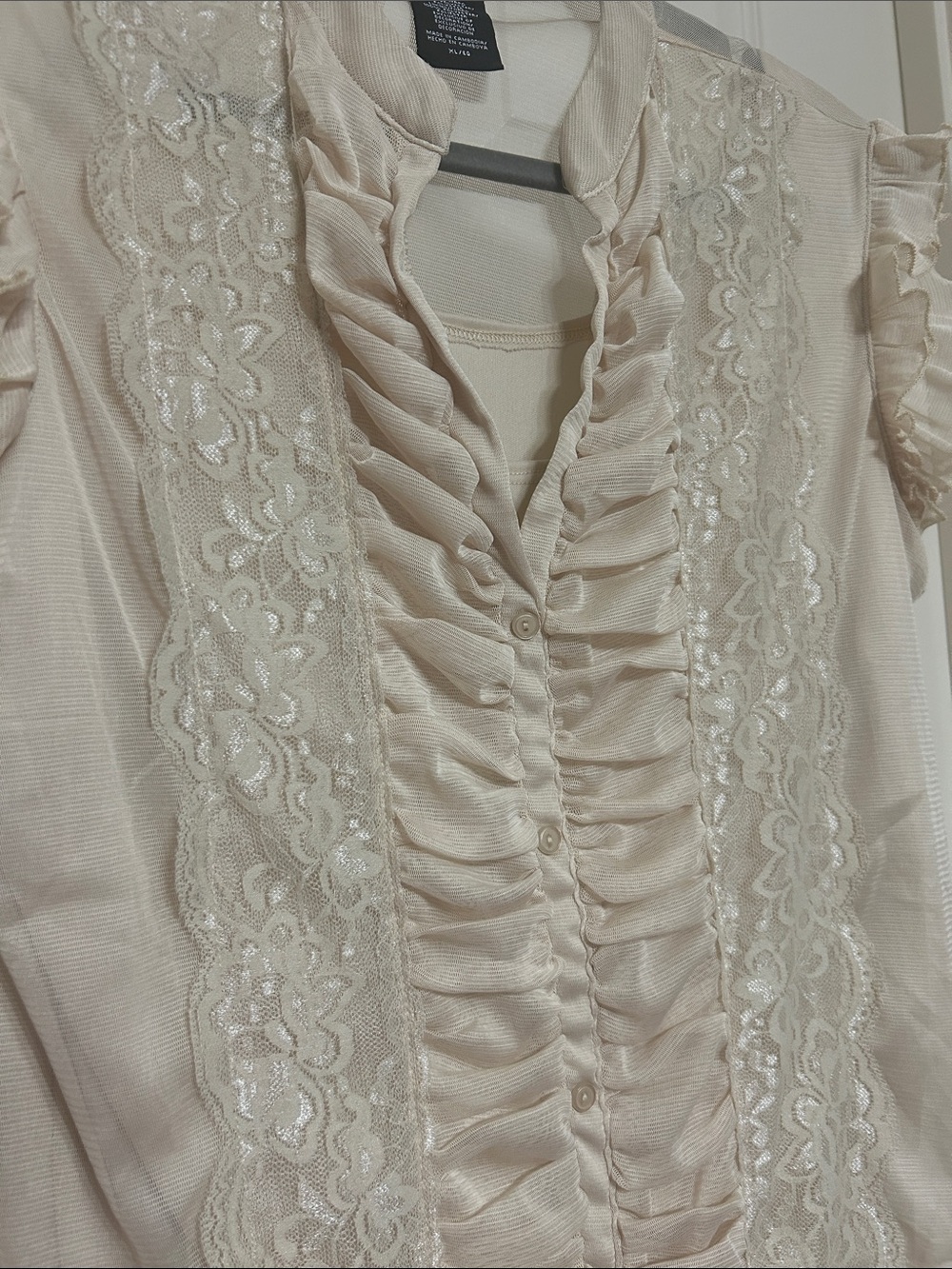 Metaphor Lace Ruched Dreamy Romantic Top Date Night Vibes Soft Feminine Y2K XL - Picture 2 of 9
